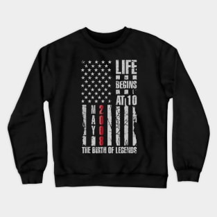 Born In May 2008 12th Birthday Gift Life Begins At 12 Crewneck Sweatshirt